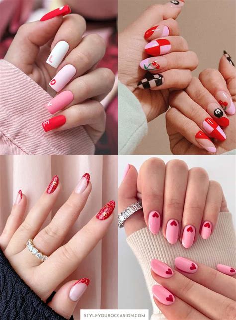 pink and red nails designs